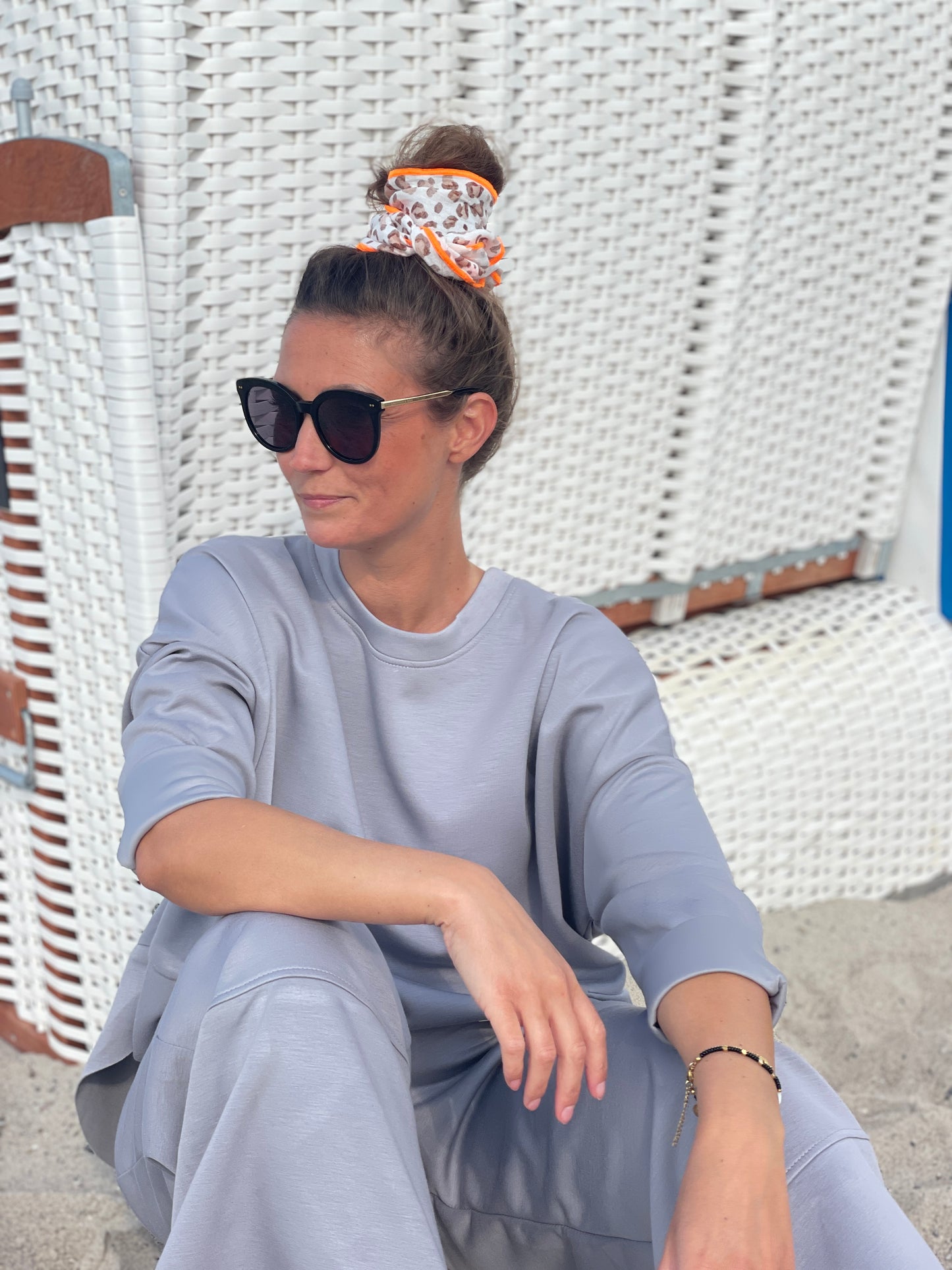Musselin Haarband Leo mit neon orange
