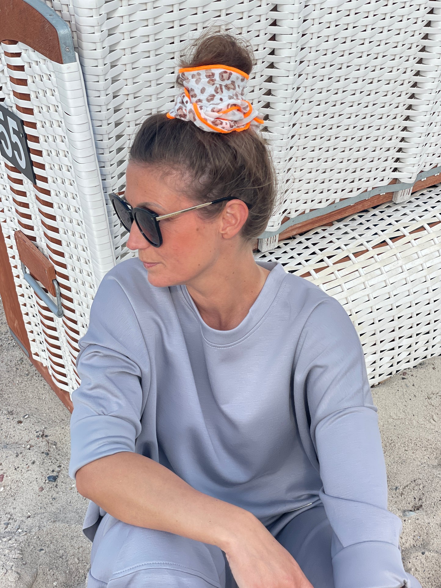 Musselin Haarband Leo mit neon orange