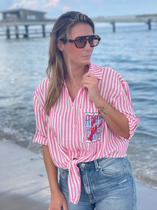 Cropped Bluse Lobster Club - Pink Paradise