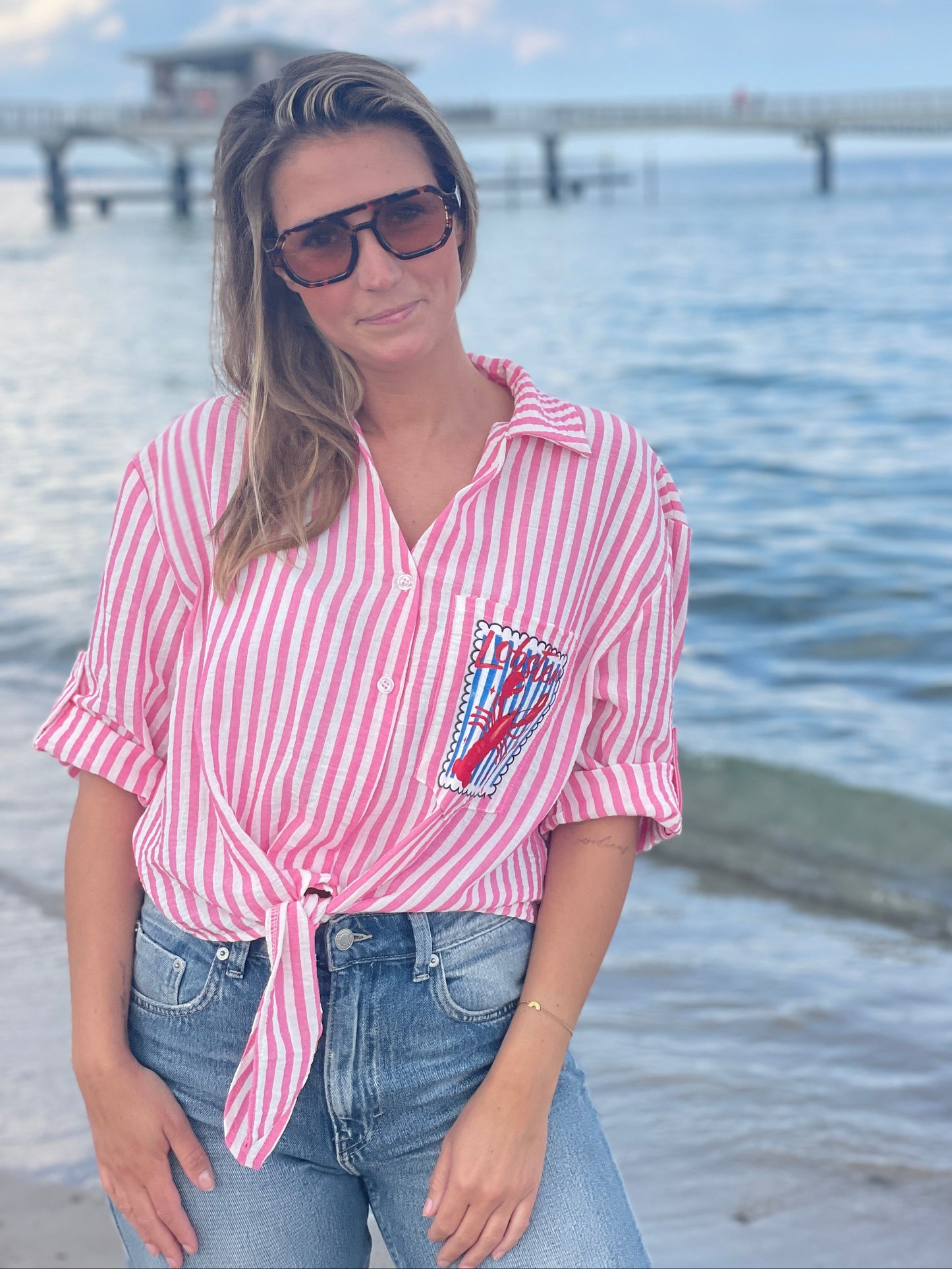 Cropped Bluse Lobster Club - Pink Paradise