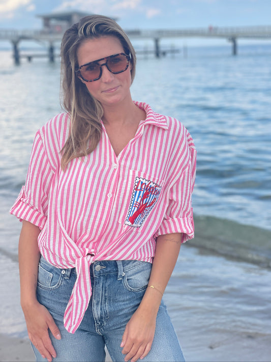 Cropped Bluse Lobster Club - Pink Paradise