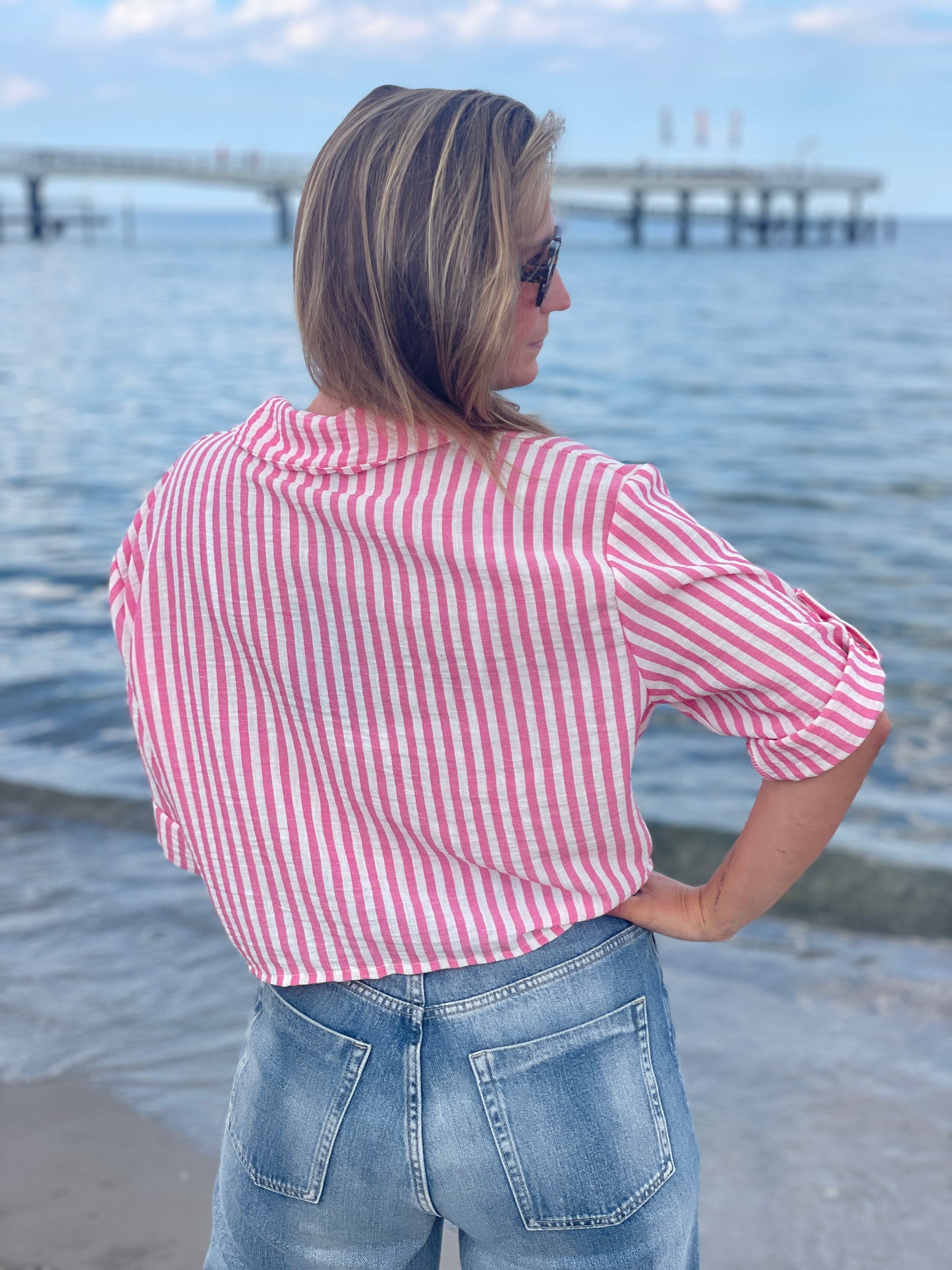 Cropped Bluse Lobster Club - Pink Paradise