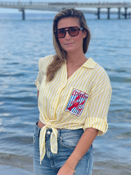 Cropped Bluse Lobster Club - sunny yellow