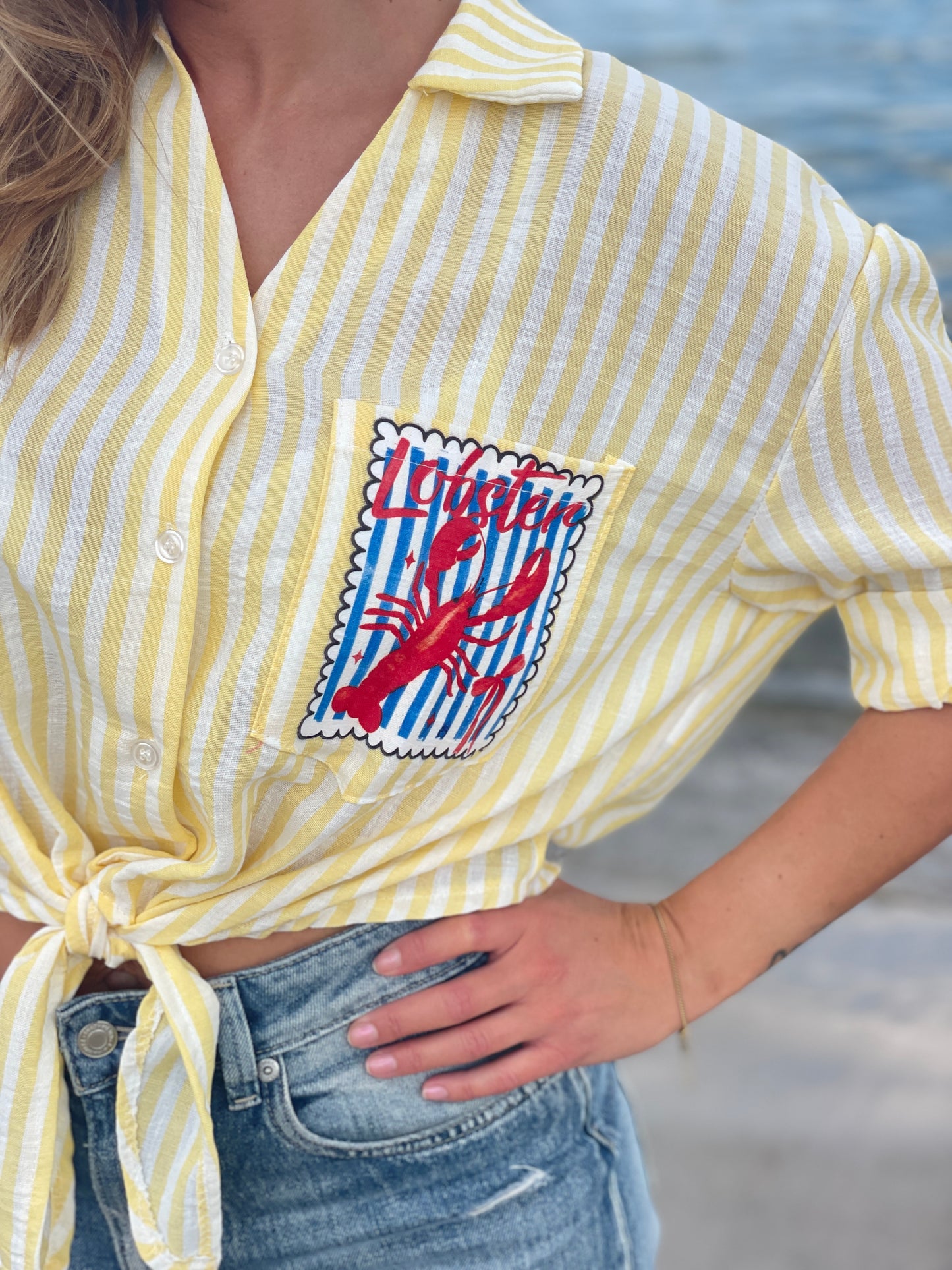 Cropped Bluse Lobster Club - sunny yellow