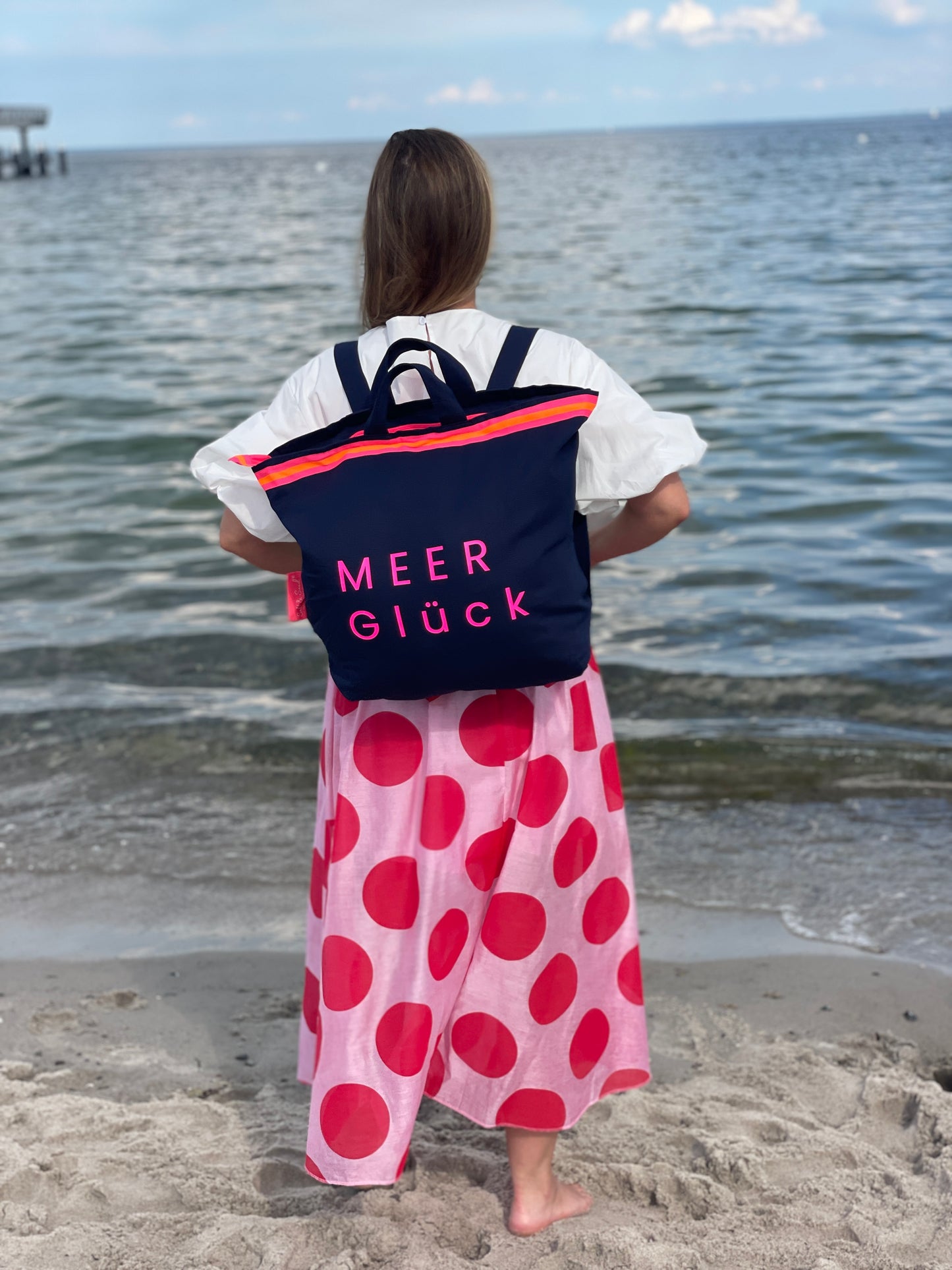 Canvas Rucksack Damen l blau MEER Glück