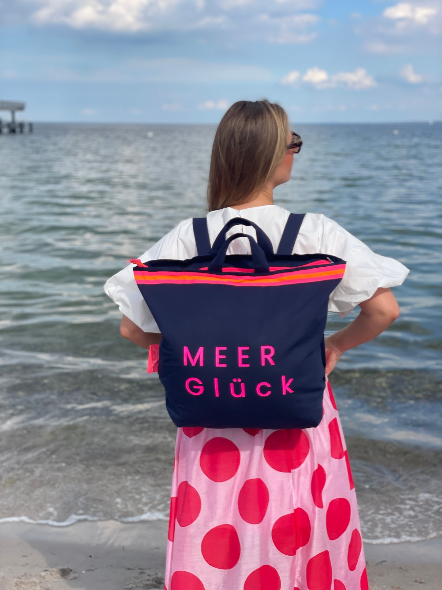 Canvas Rucksack Damen l blau MEER Glück