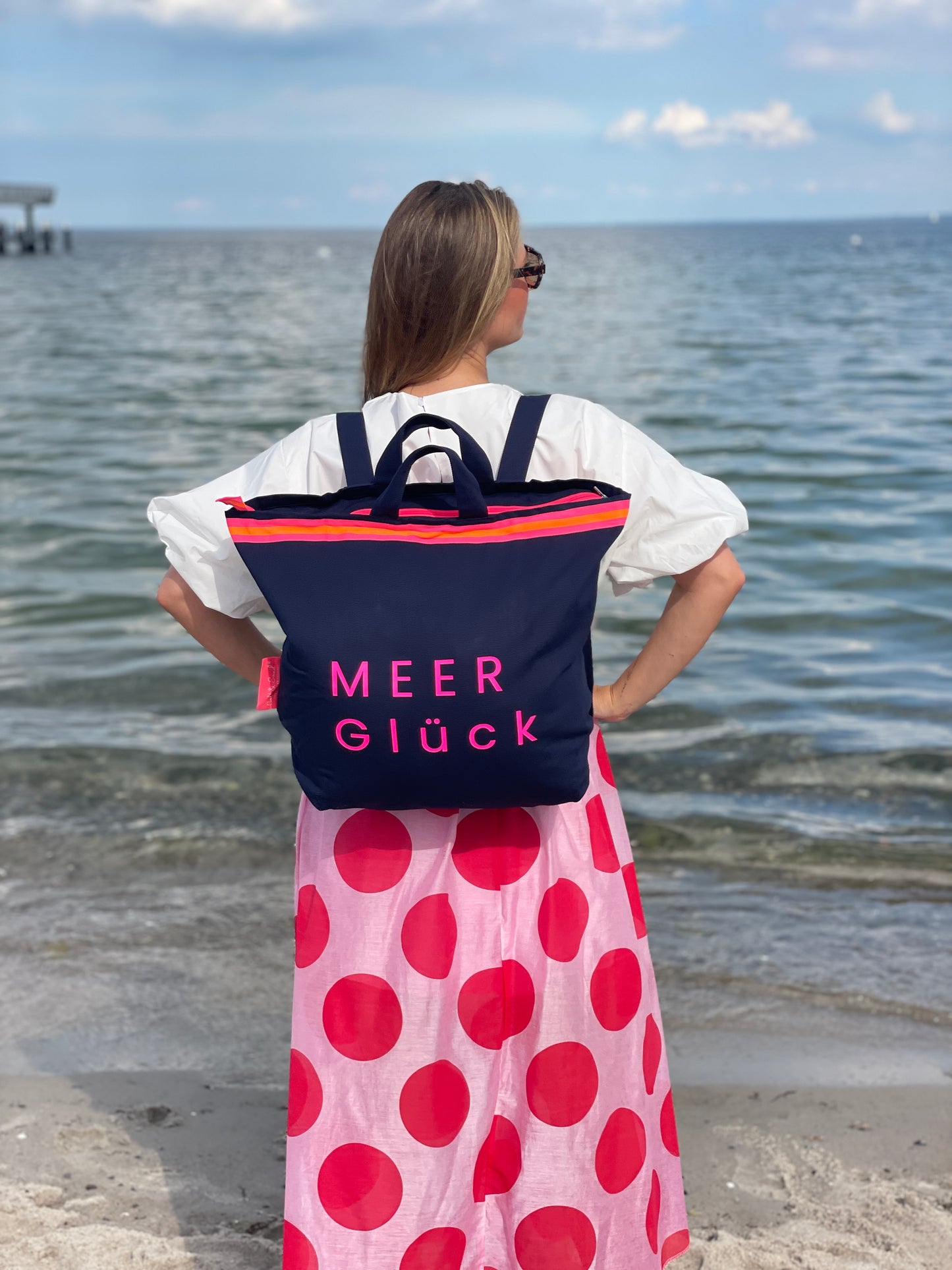 Canvas Rucksack Damen l blau MEER Glück