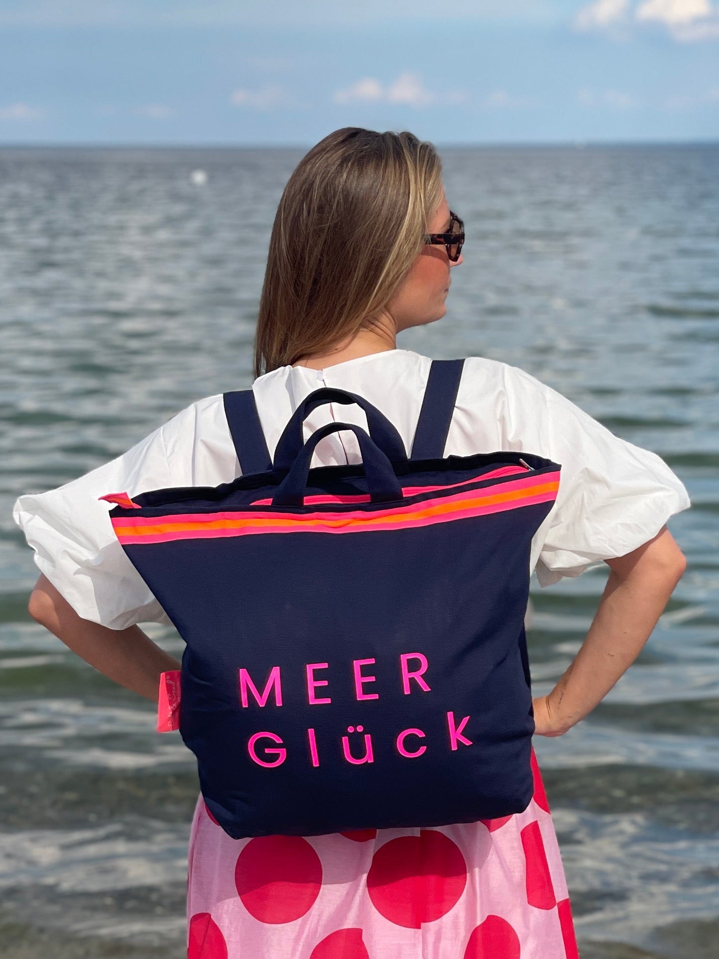 Canvas Rucksack Damen l blau MEER Glück