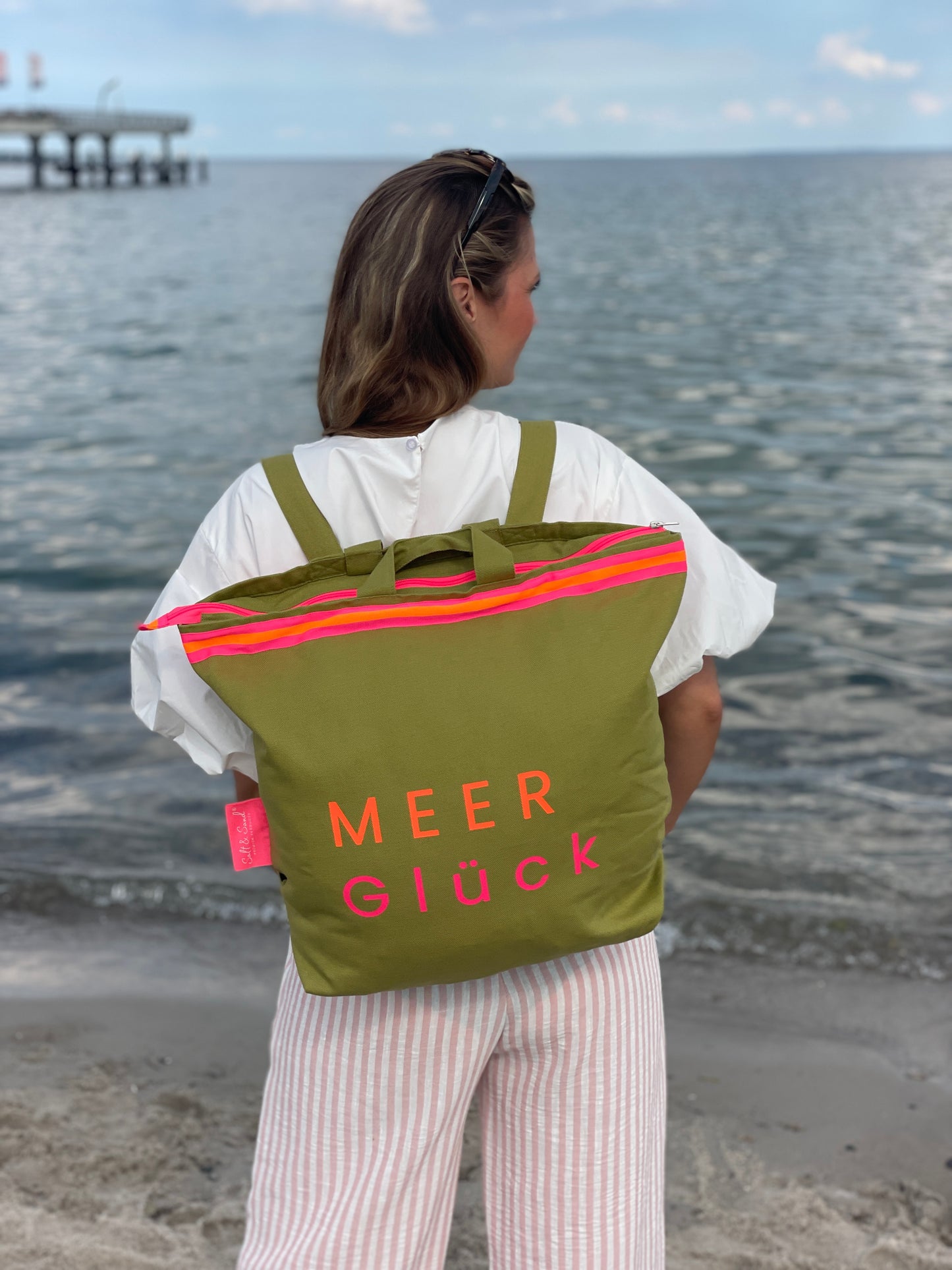 Canvas Rucksack Damen l Oliv MEER Glück