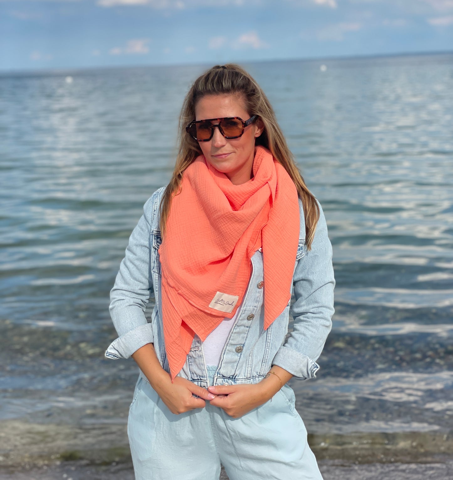 Musselin Tuch Damen l Apricot
