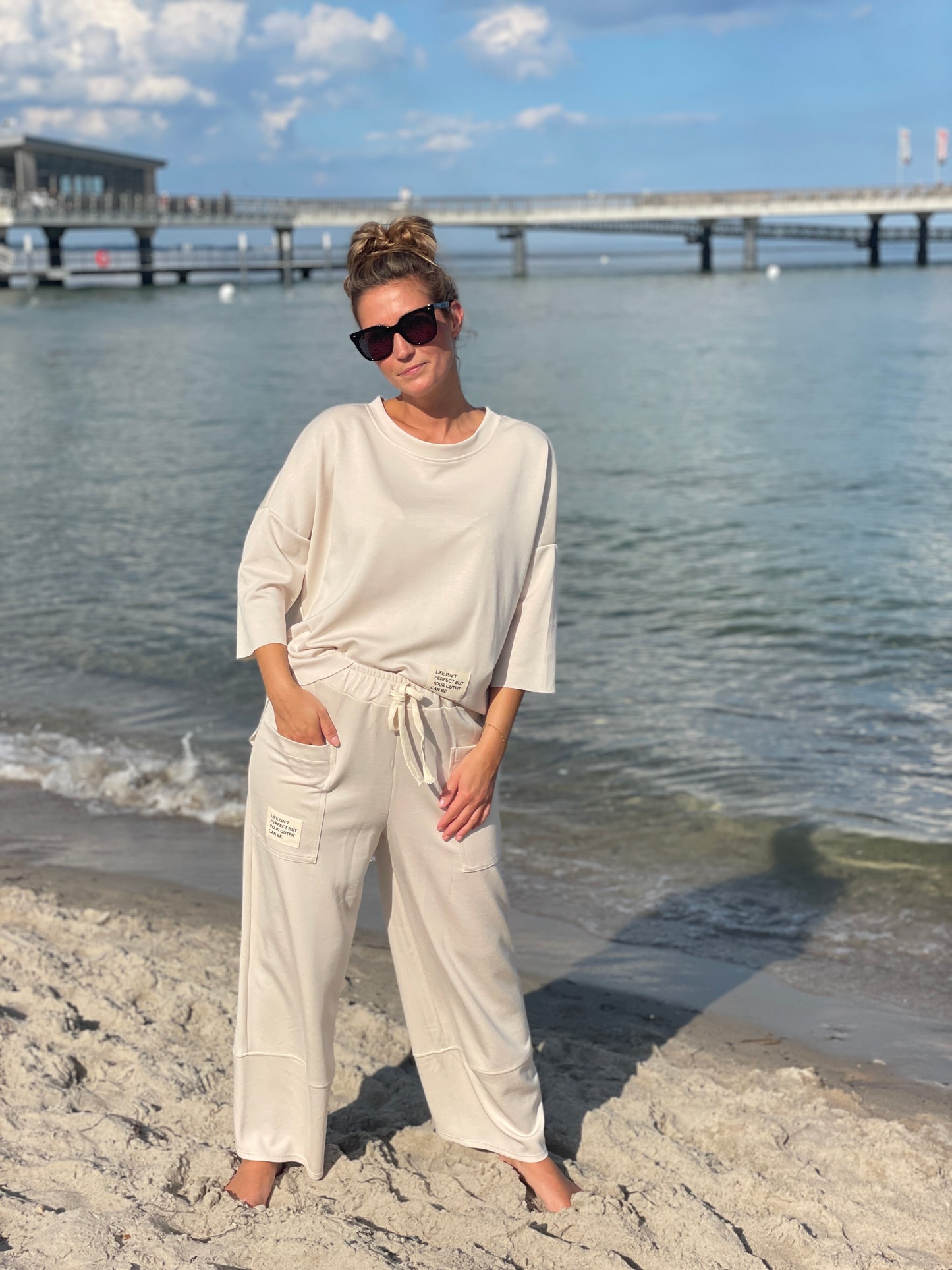 Cosy Zweiteiler aus Viskose beige