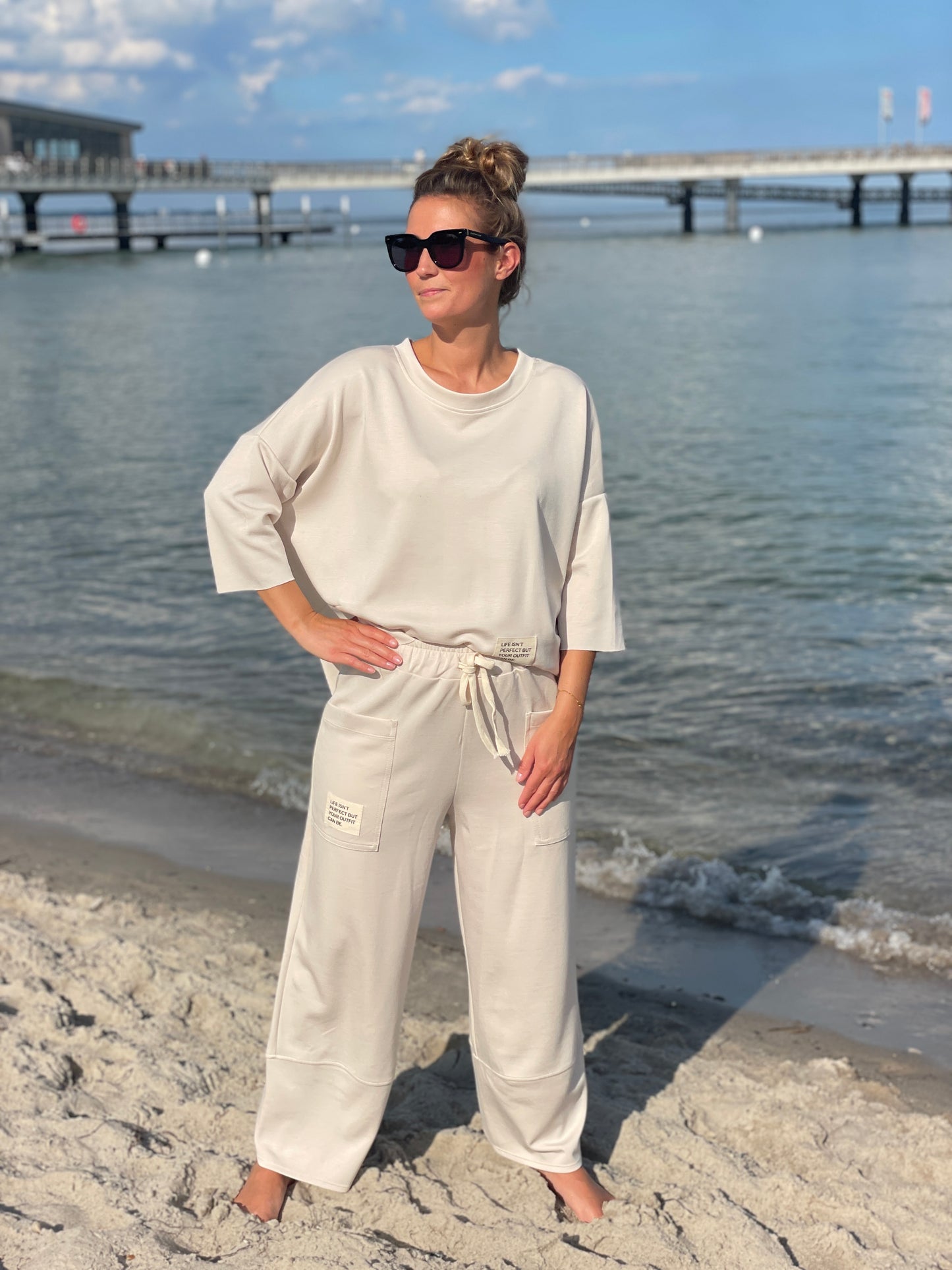 Cosy Zweiteiler aus Viskose beige