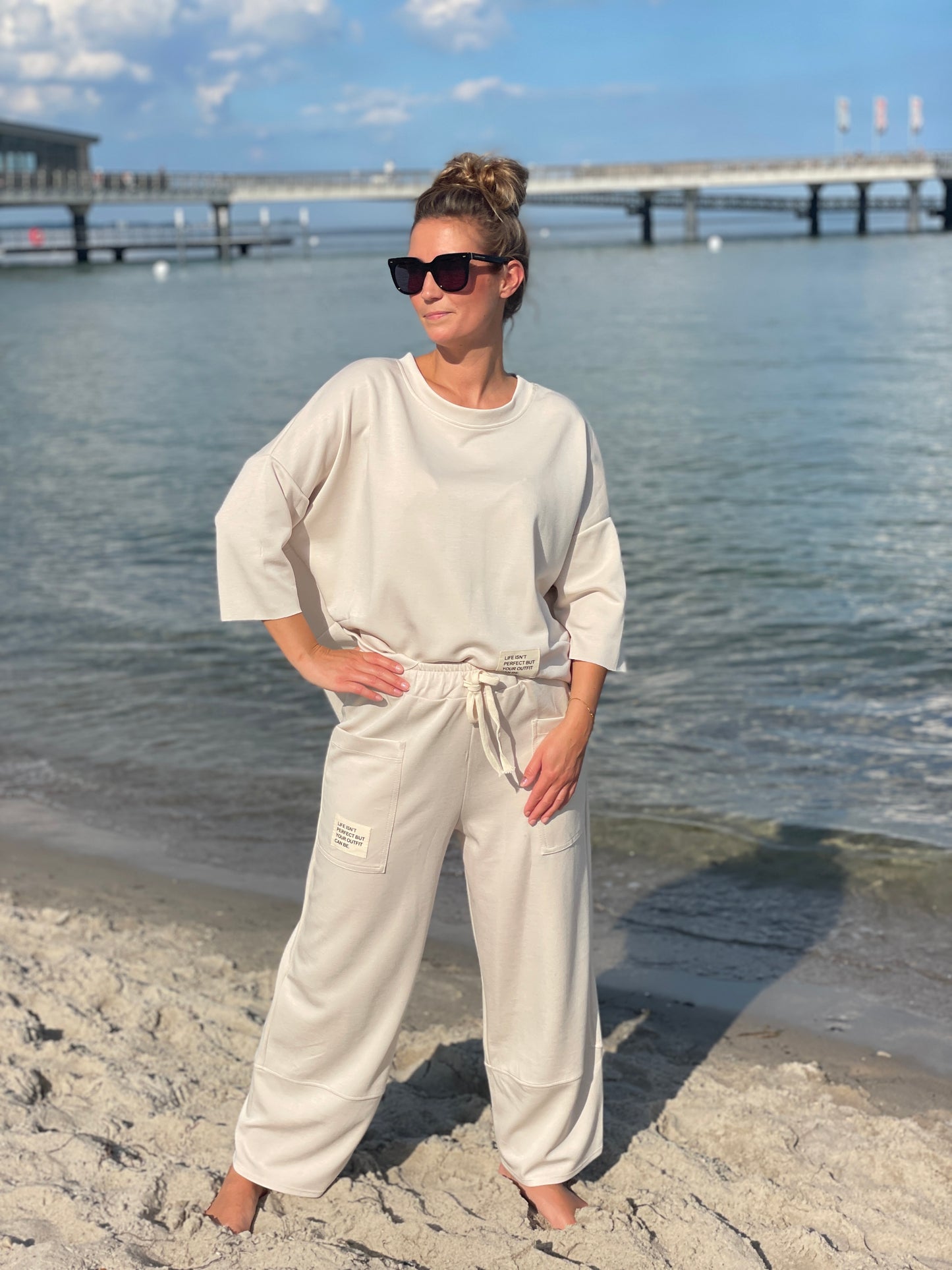 Cosy Zweiteiler aus Viskose beige