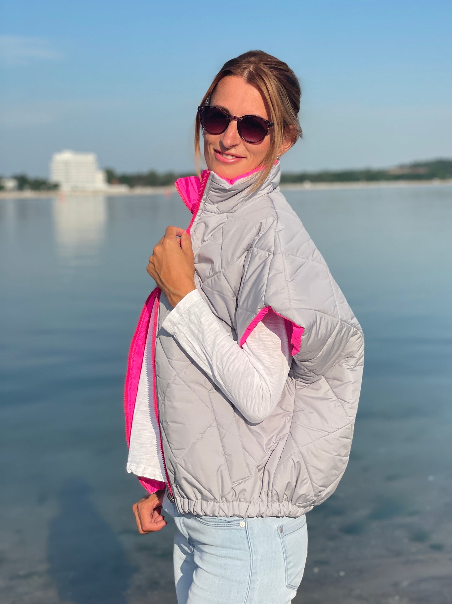 Wendeweste Silver Pink