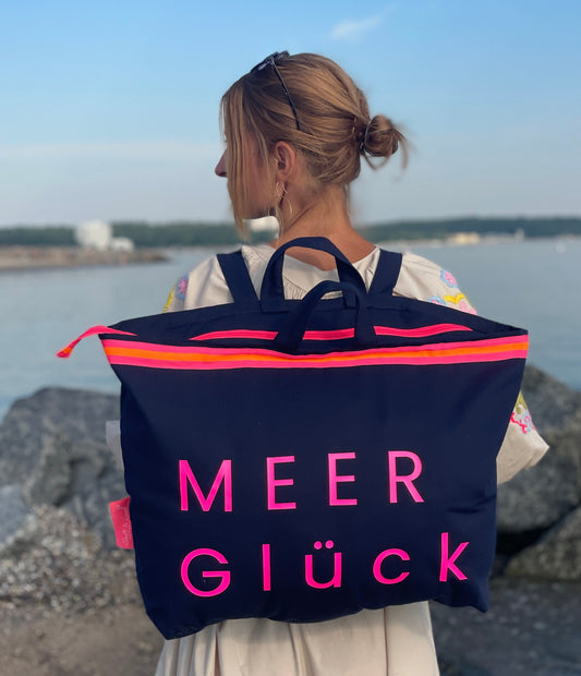 XL Canvas Rucksack Damen l blau MEER Glück