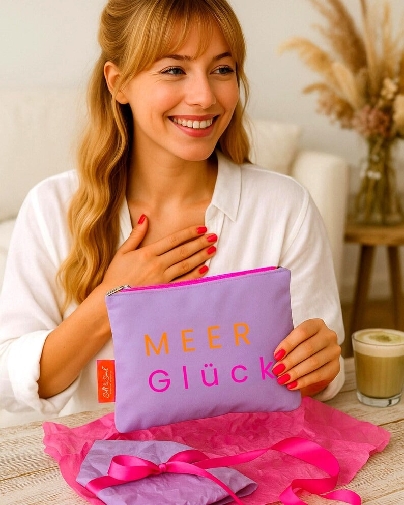 Kosmetiktasche aus Baumwoll Canvas l Lavendel MEER Glück