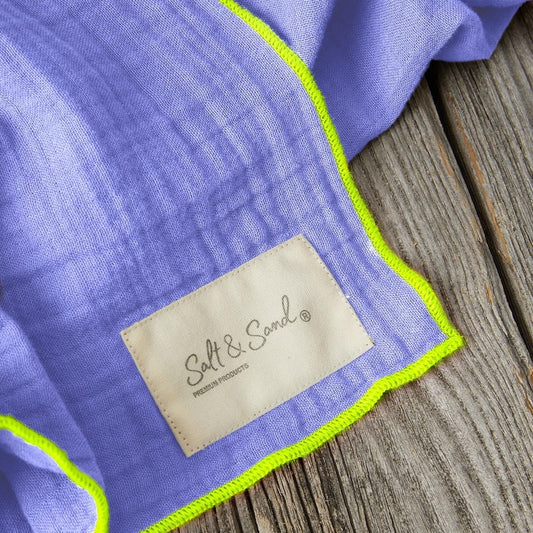 Musselin Tuch Damen l Lavendel mit Neon Gelb