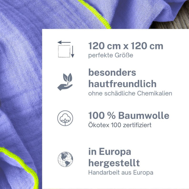 Musselin Tuch Damen l Lavendel mit Neon Gelb