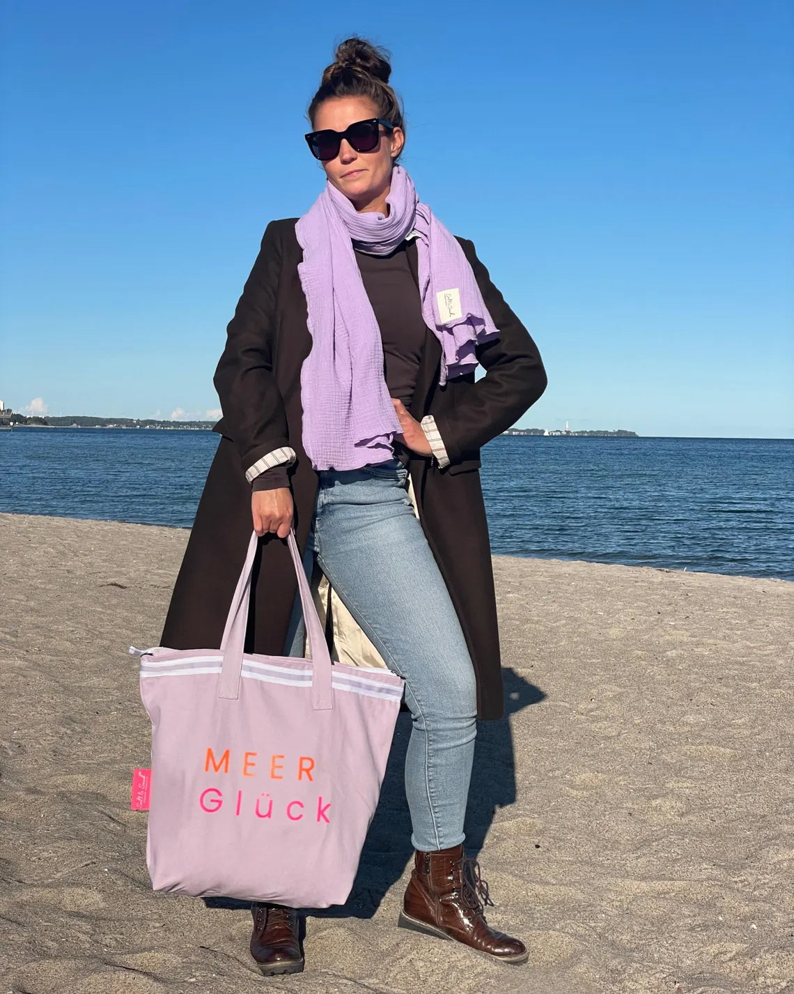 Canvas Shopper Tasche lavendel MEER Glück