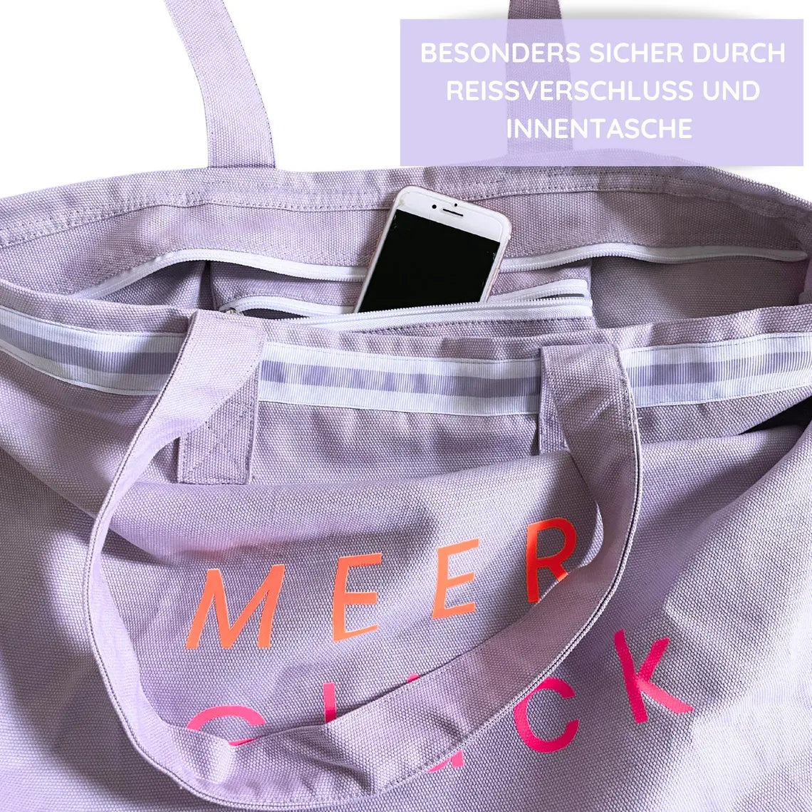 Canvas Shopper Tasche lavendel MEER Glück