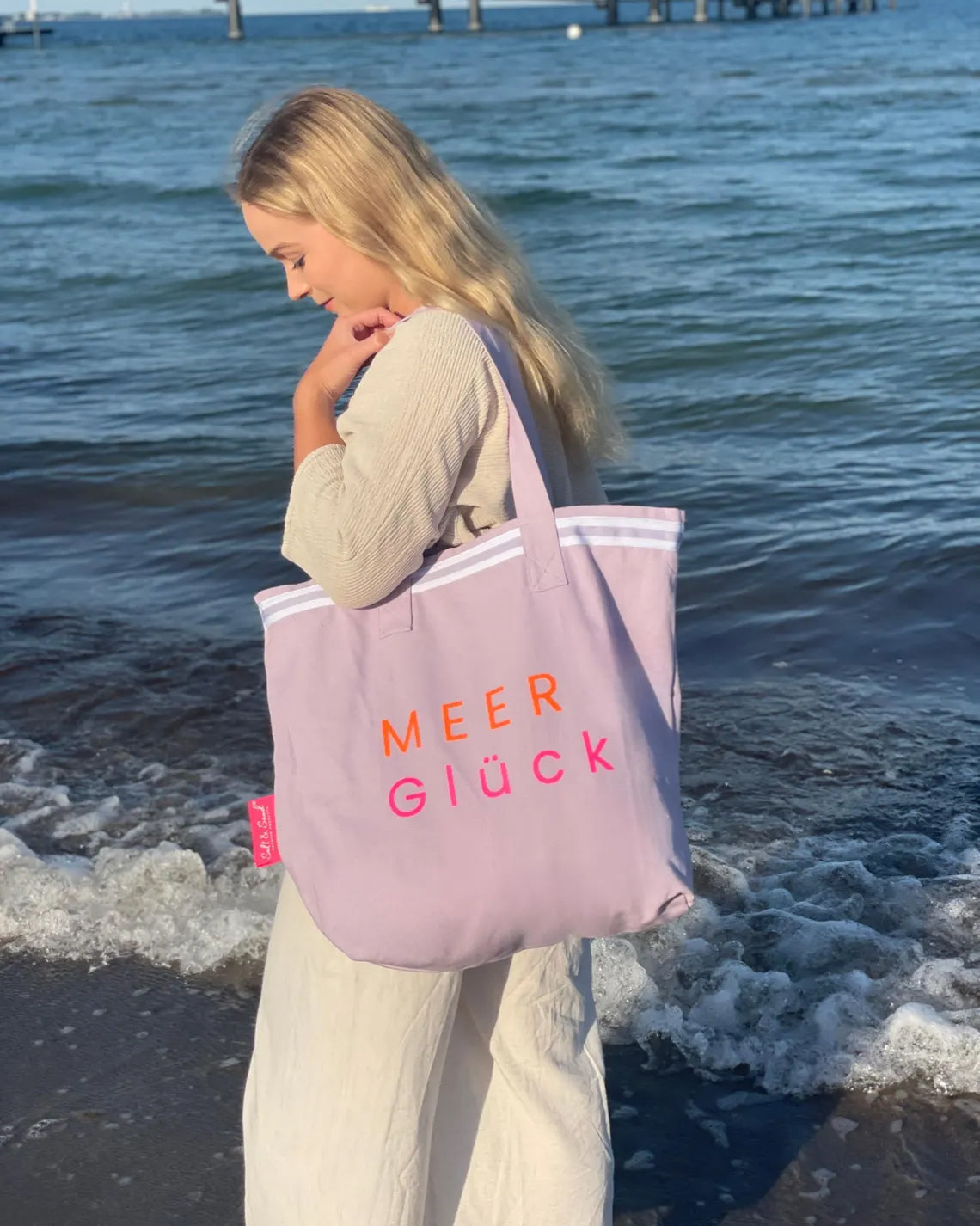 Canvas Shopper Tasche lavendel MEER Glück