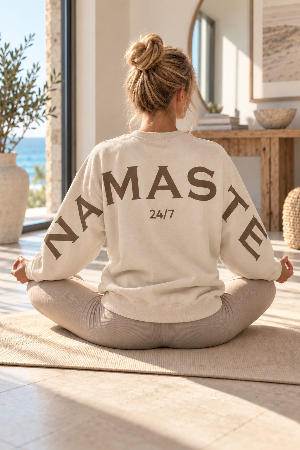 Oversize Sweater „Namasté 24/7“ - beige