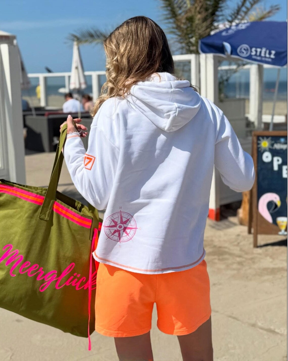 XL Canvas Shopper Strandtasche oliv MEER Glück