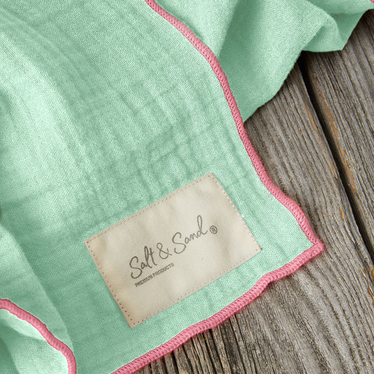 Musselin Tuch Damen l Mint mit Pink