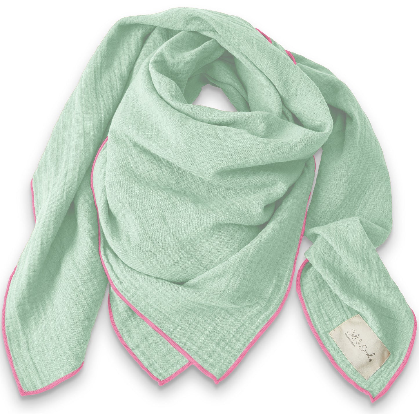 Musselin Tuch Damen l Mint mit Pink