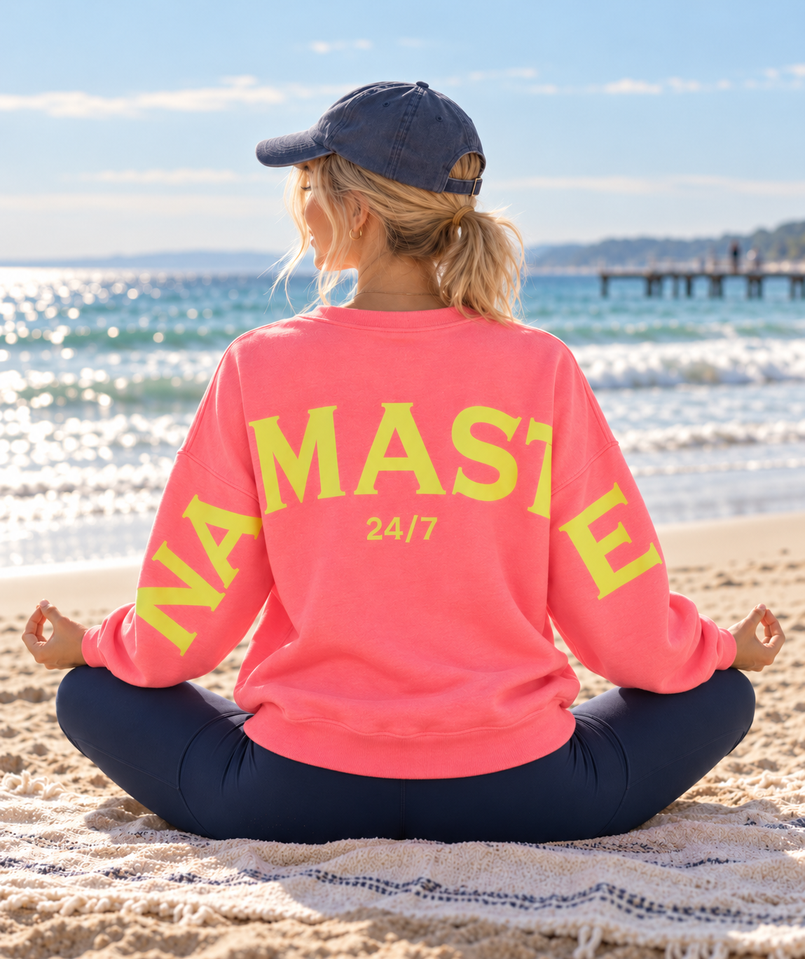 Oversize Sweater „Namasté 24/7“ - neon pink