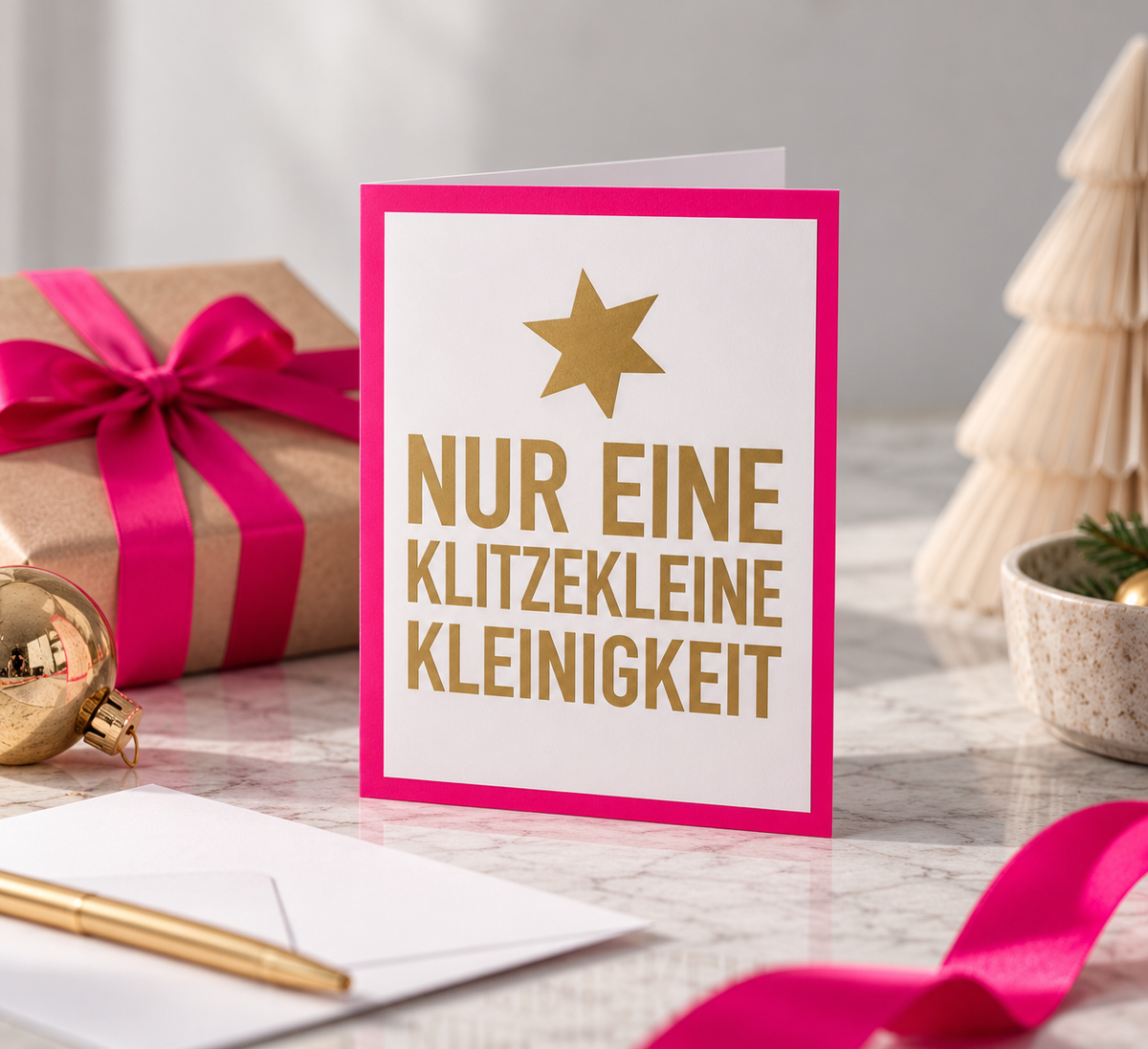 Weihnachtskarte Nur eine klitzekleine Kleinigkeit – Kleine Geste, große Freude