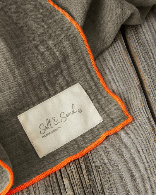 Musselin Tuch Damen l Oliv mit Neon Orange