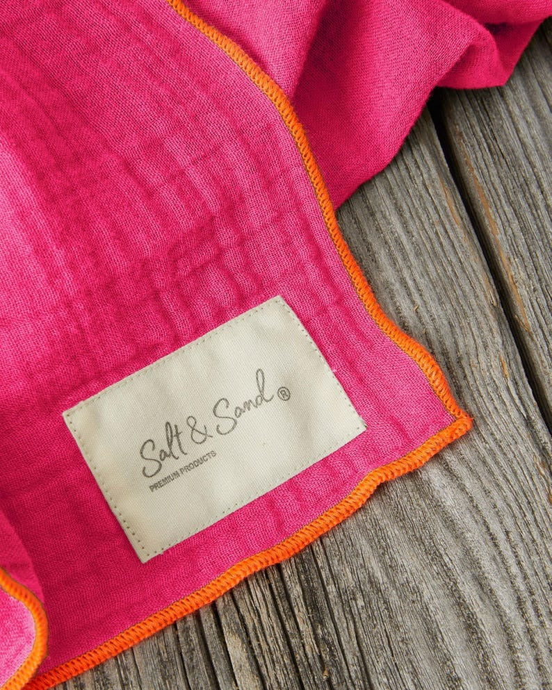 Musselin Tuch Damen l Pink mit Neon Orange