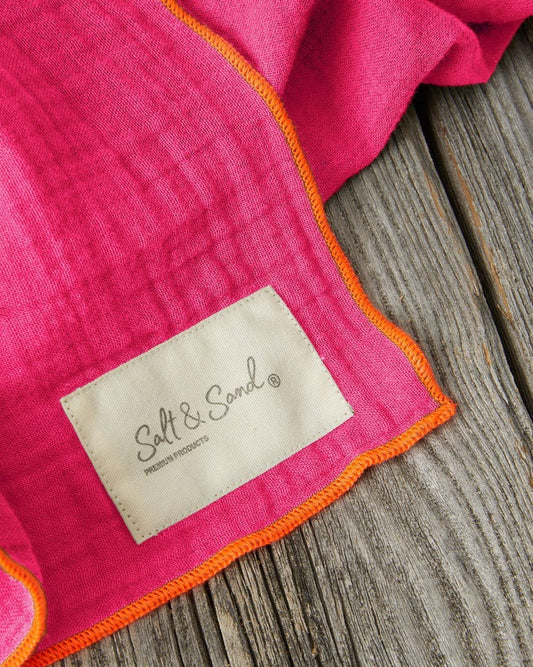 Musselin Tuch Damen l Pink mit Neon Orange