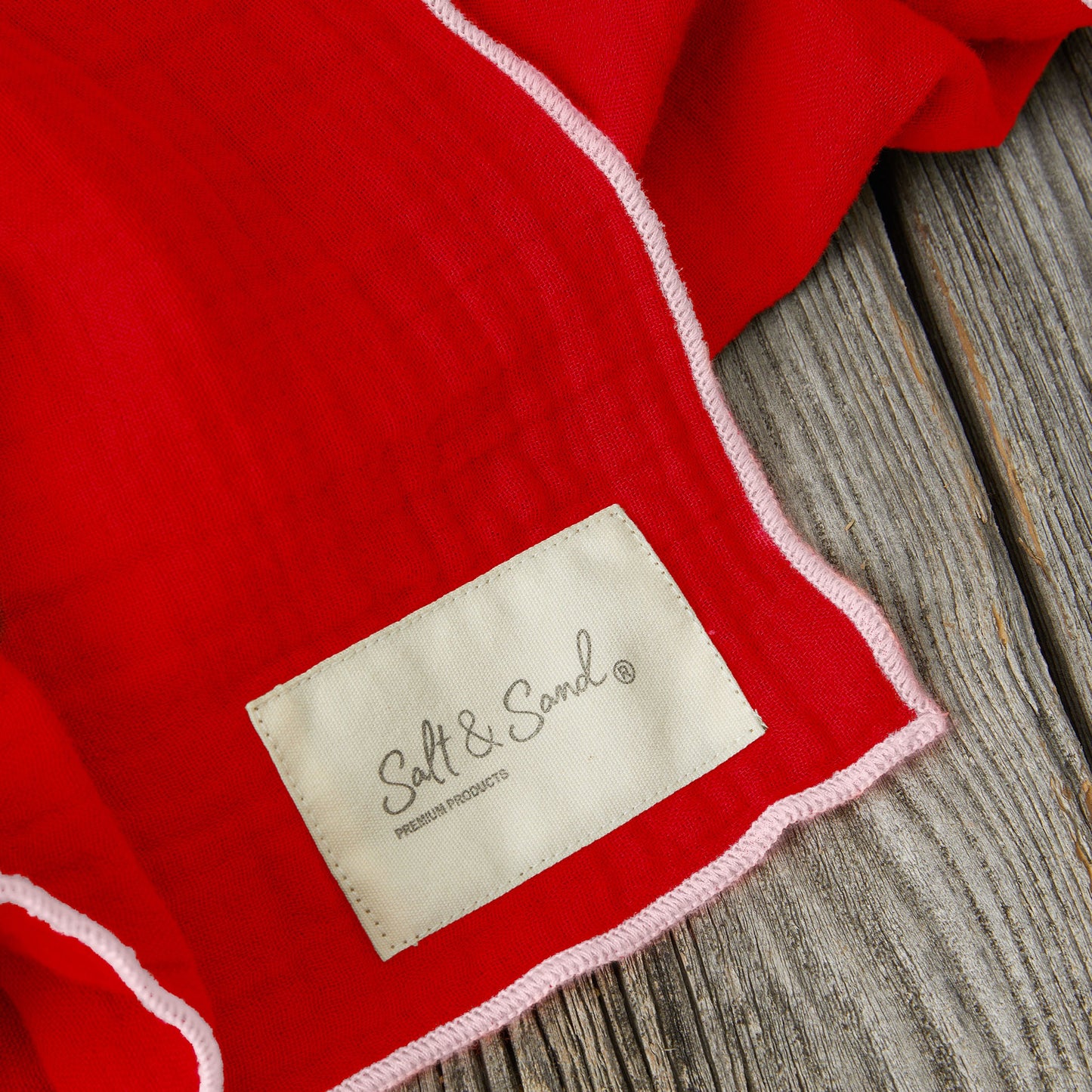 Musselin Tuch Damen l Rot mit Rosa