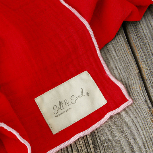 Musselin Tuch Damen l Rot mit Rosa