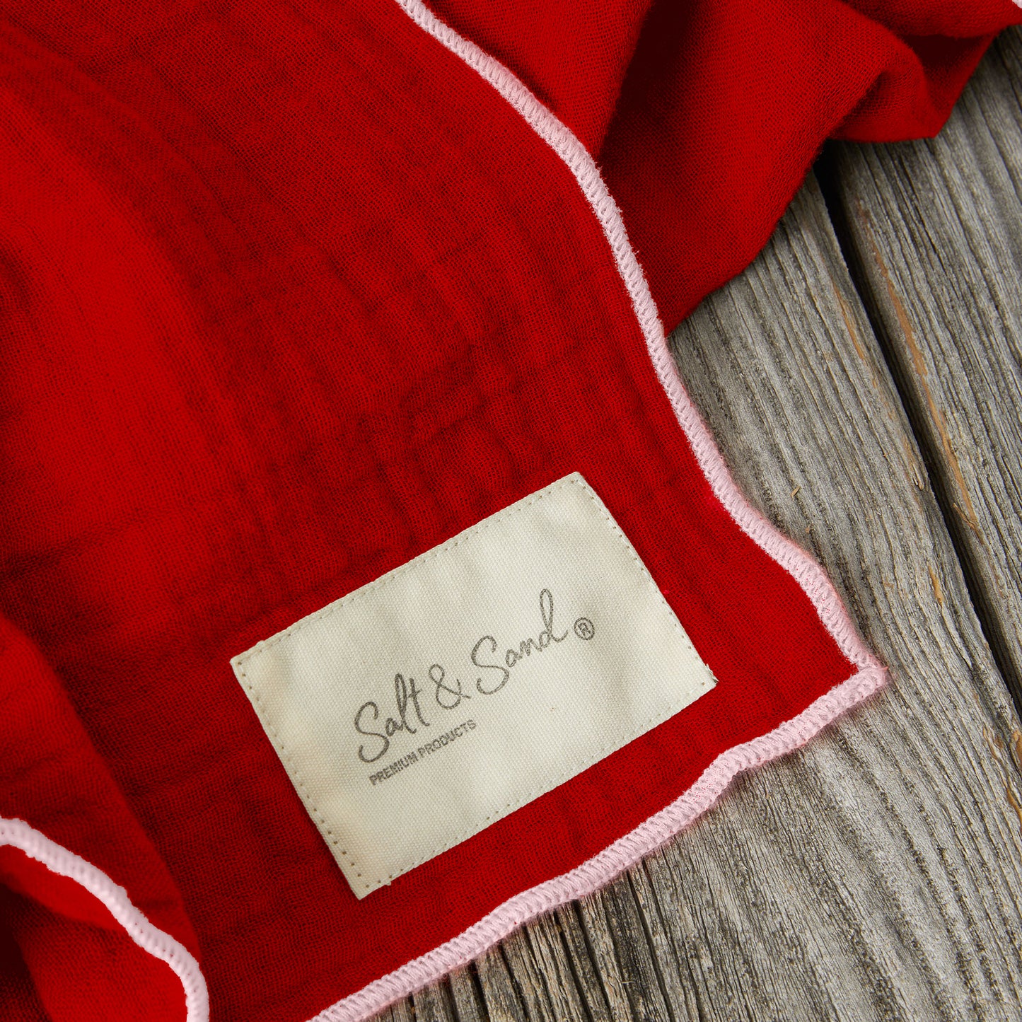 Musselin Tuch Damen l Rot mit Rosa
