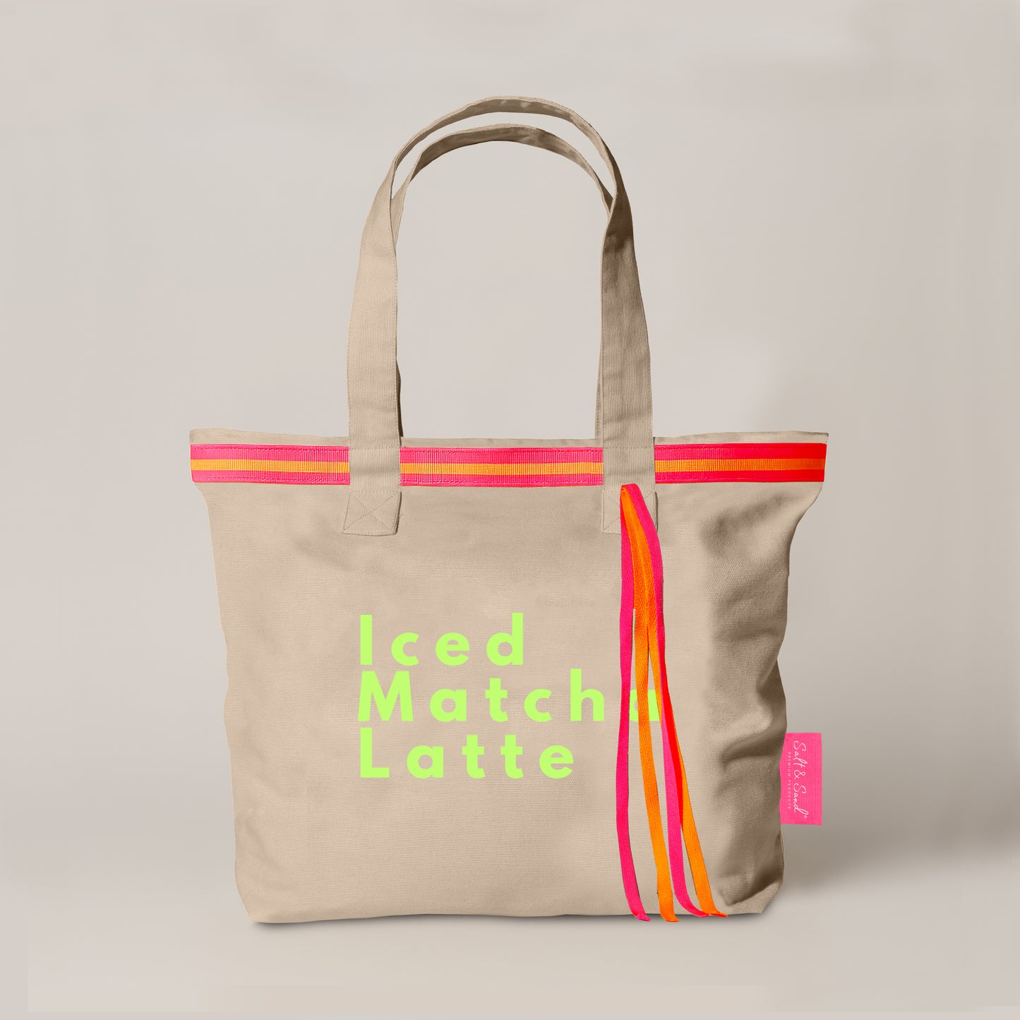 Canvas Shopper Tasche beige Iced Matcha Latte