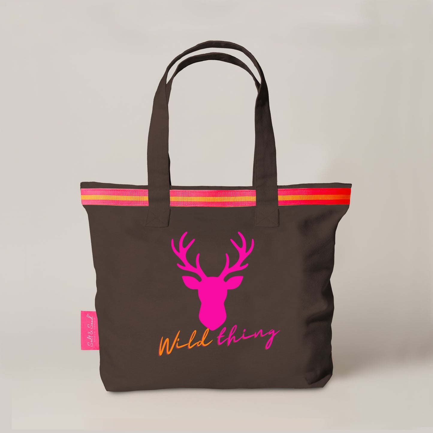 Canvas Shopper Tasche braun Wild Thing Hirsch