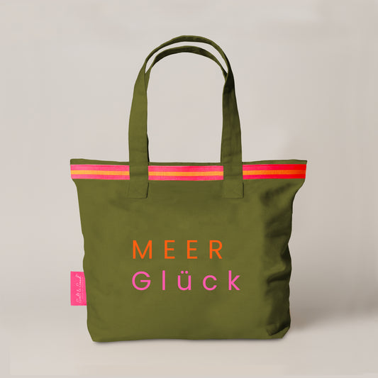 Canvas Shopper Tasche oliv MEER Glück