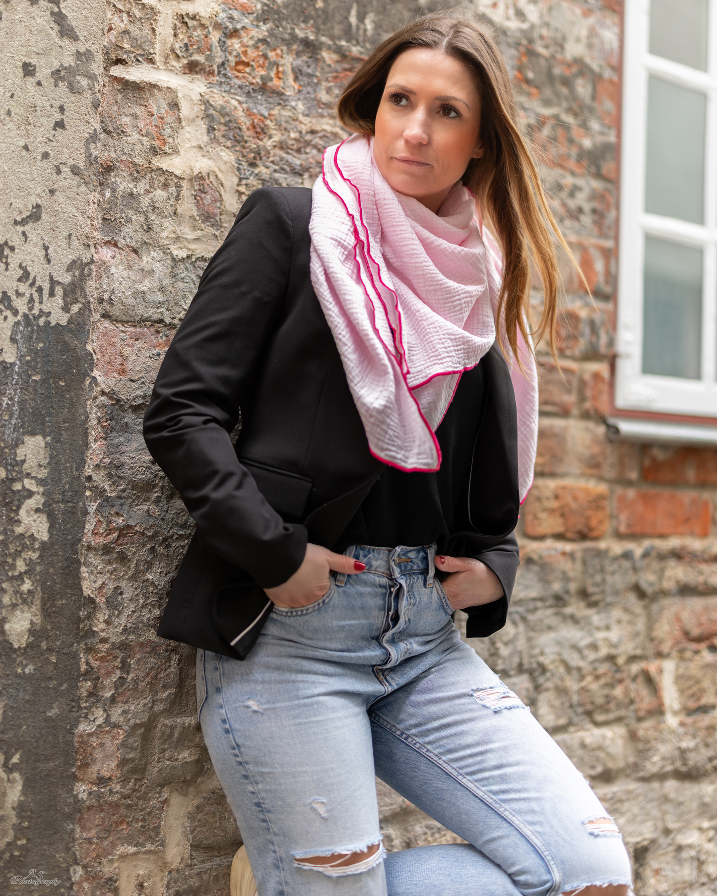 Musselin Tuch Damen l Rosa mit Pink