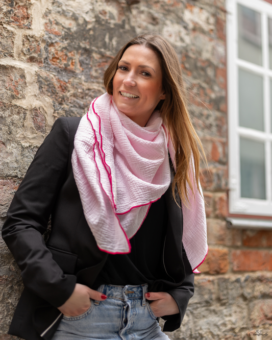 Musselin Tuch Damen l Rosa mit Pink