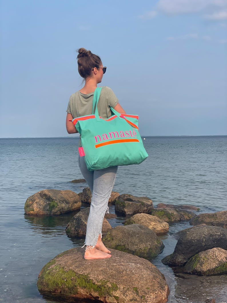 XL Canvas Shopper Strandtasche türkis Namasté