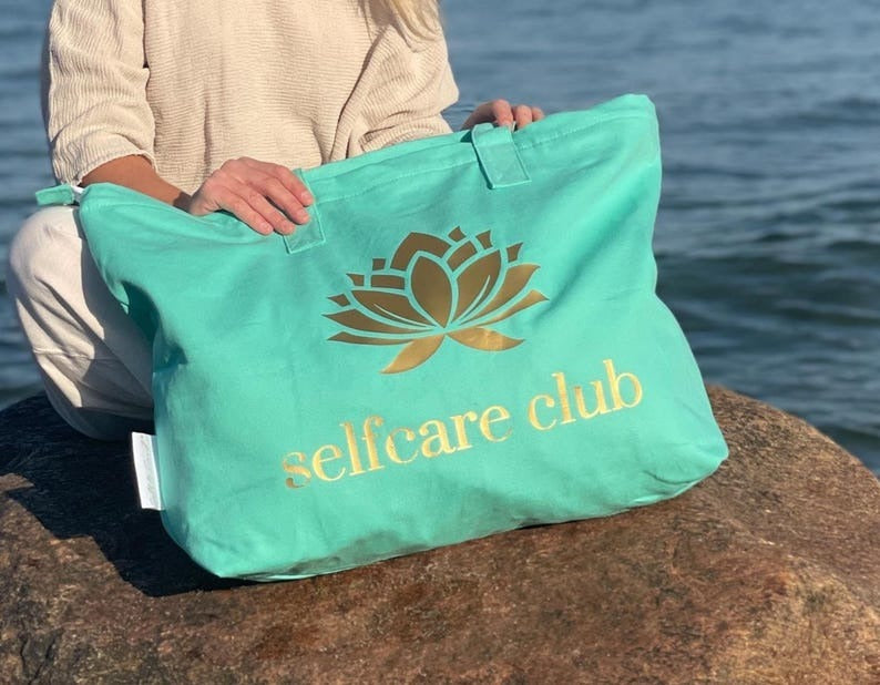 XL Canvas Shopper Strandtasche türkis Selfcare Club