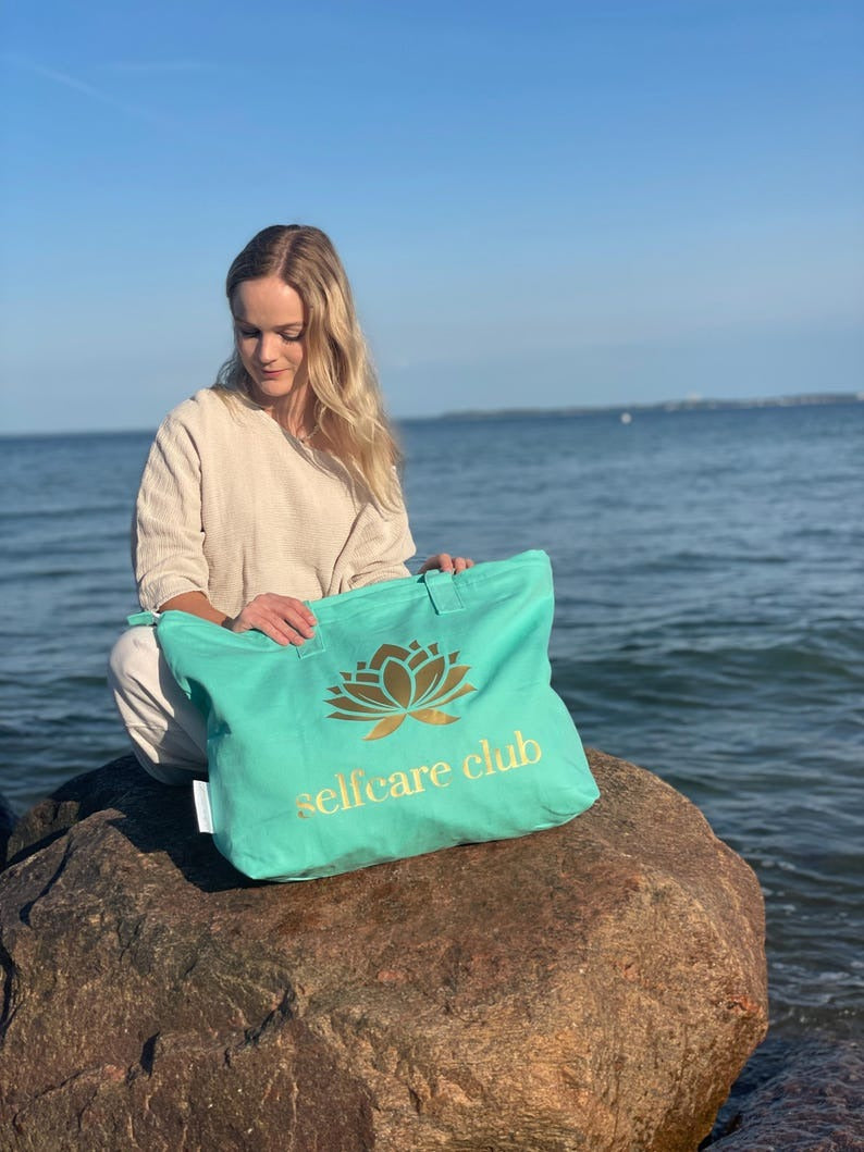 XL Canvas Shopper Strandtasche türkis Selfcare Club