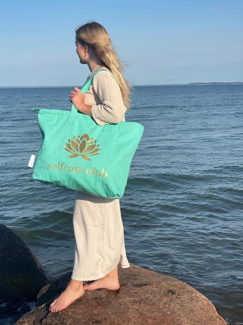 XL Canvas Shopper Strandtasche türkis Selfcare Club