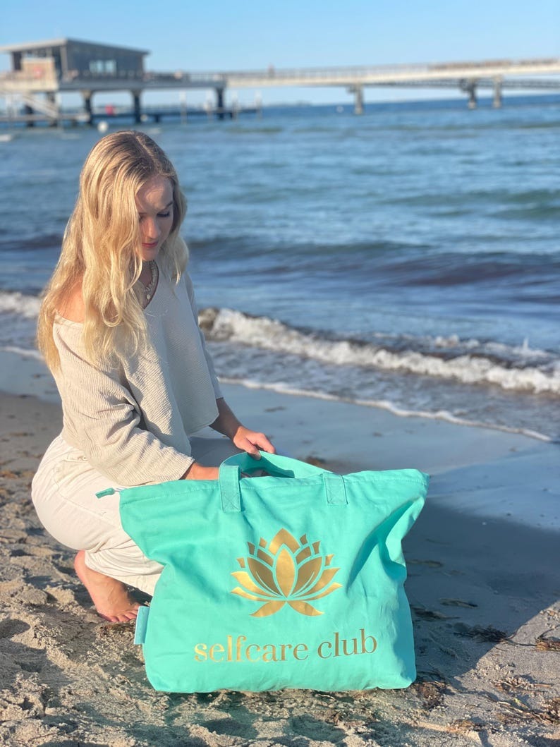 XL Canvas Shopper Strandtasche türkis Selfcare Club