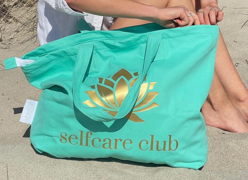 XL Canvas Shopper Strandtasche türkis Selfcare Club