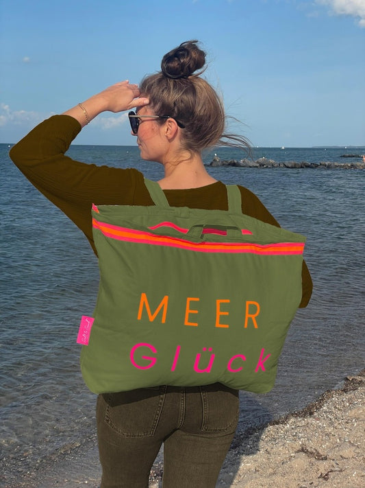 XL Canvas Rucksack Damen l oliv MEER Glück