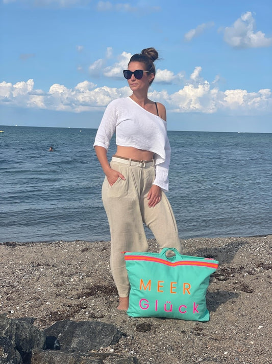 XL Canvas Rucksack Damen l türkis MEER Glück